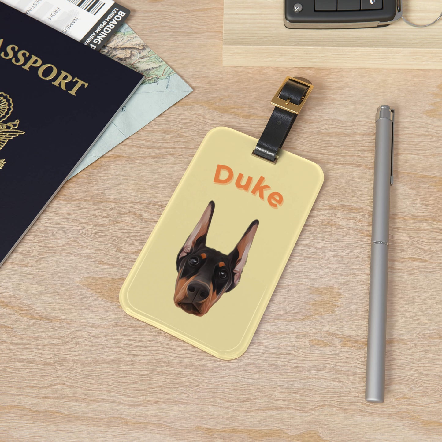 Custom Pet Acrylic Luggage Tag - Yellow