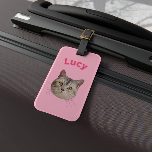 Custom Pet Acrylic Luggage Tag - Pink