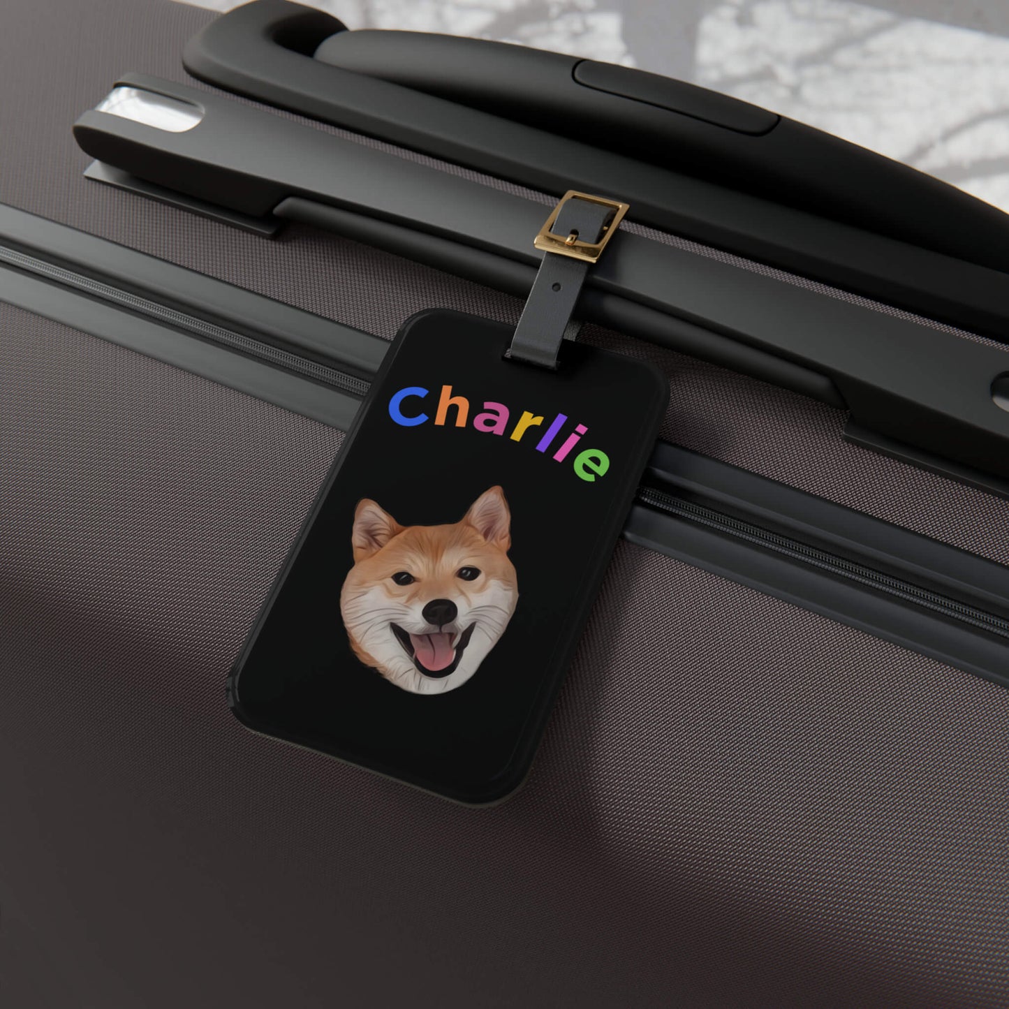 Custom Pet Acrylic Luggage Tag - Black