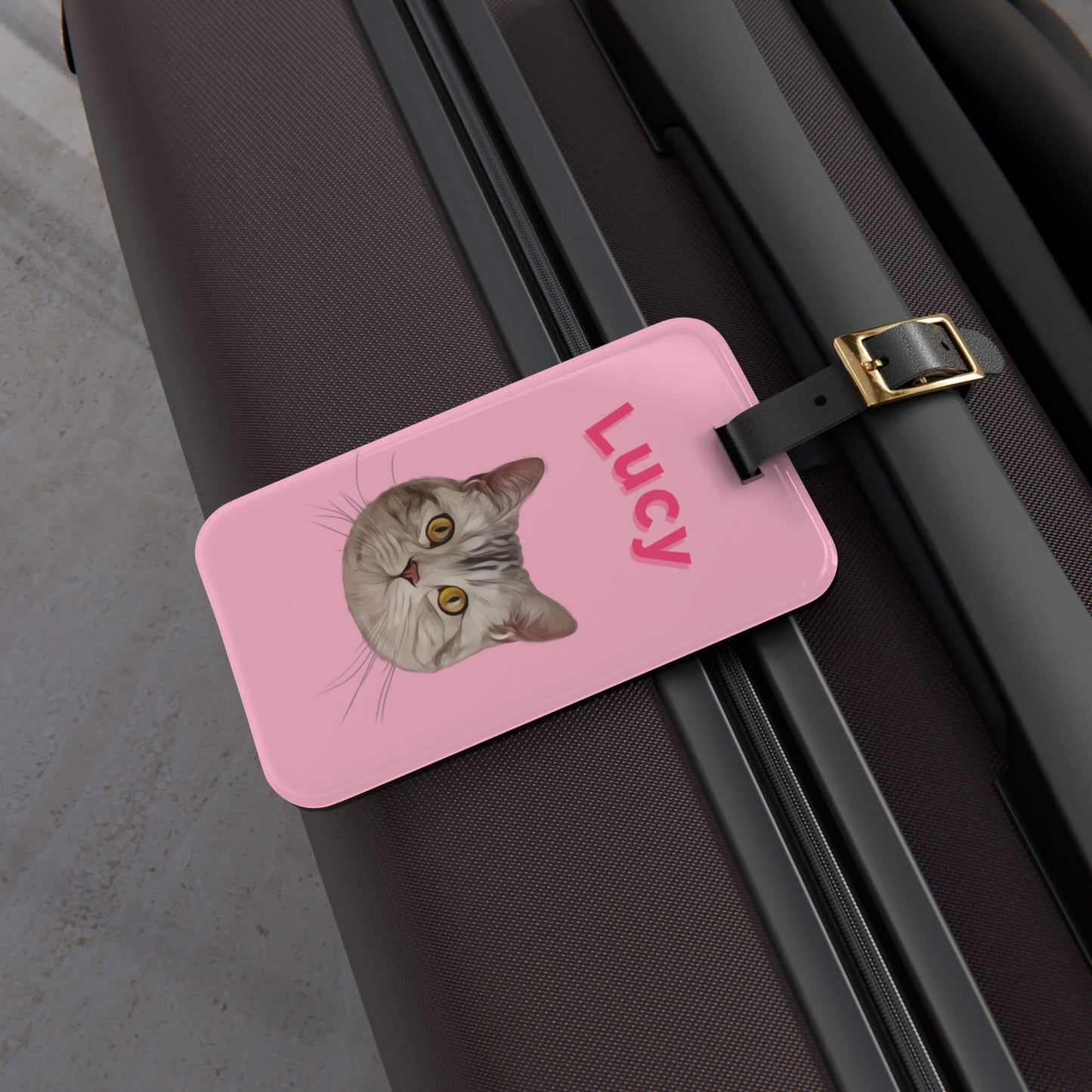 Custom Pet Acrylic Luggage Tag - Pink