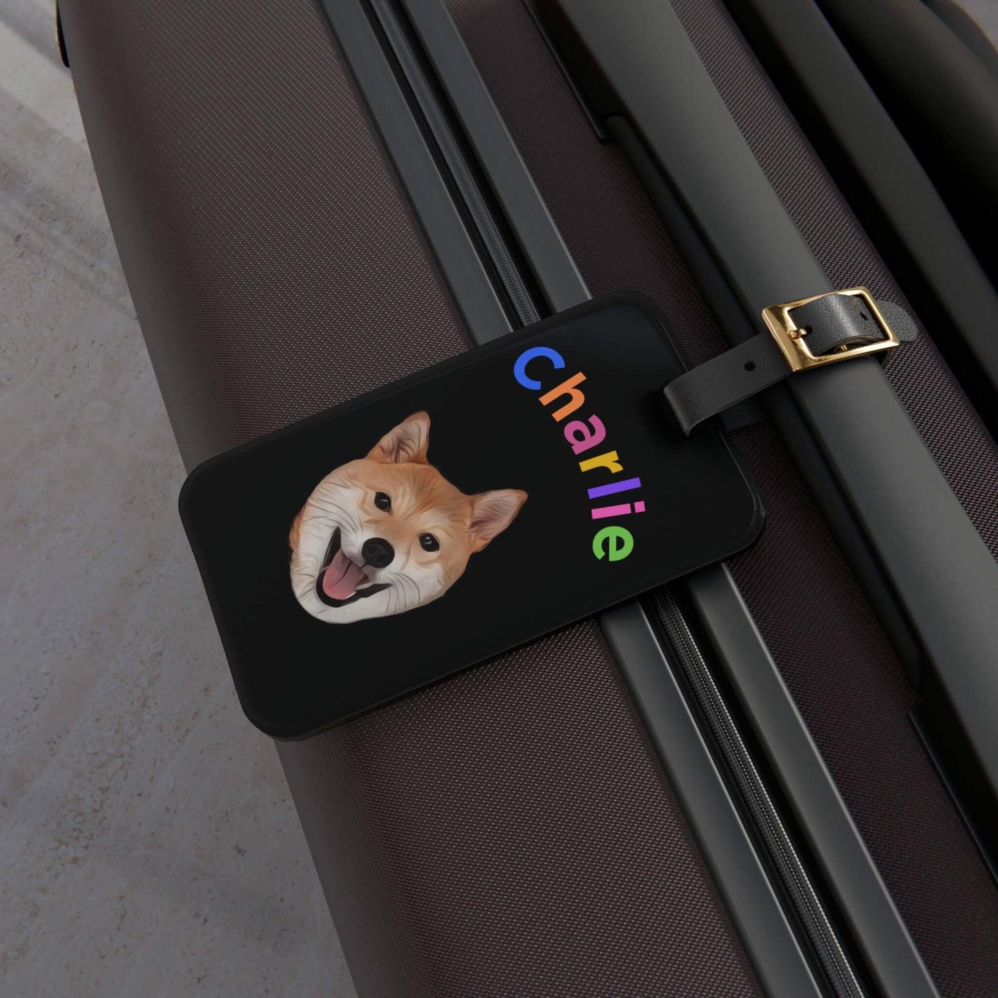 Custom Pet Acrylic Luggage Tag - Black