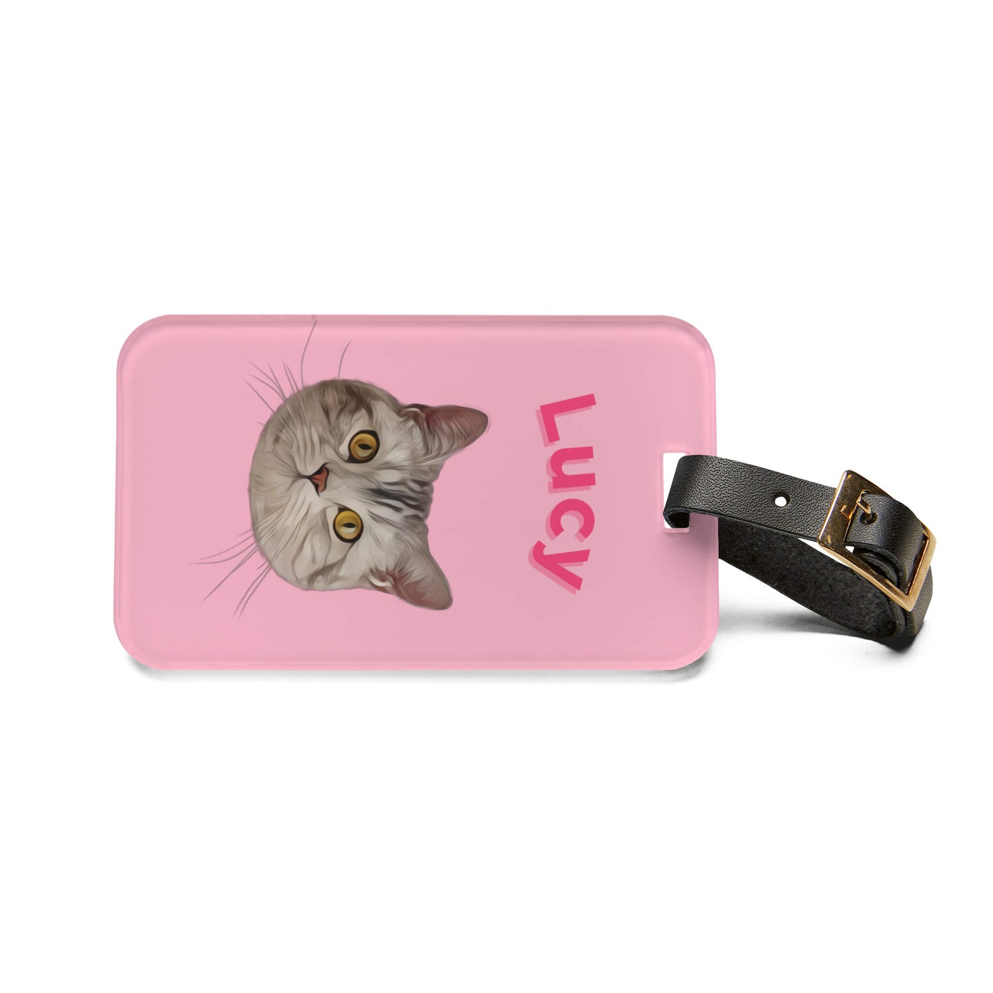 Custom Pet Acrylic Luggage Tag - Pink