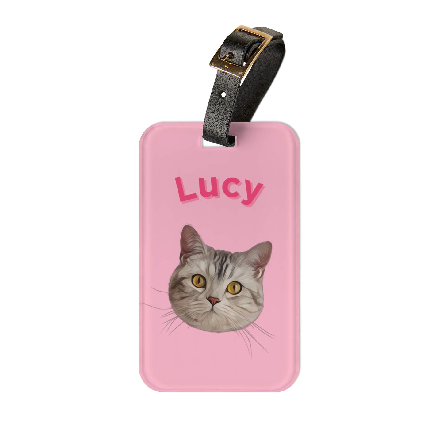 Custom Pet Acrylic Luggage Tag - Pink