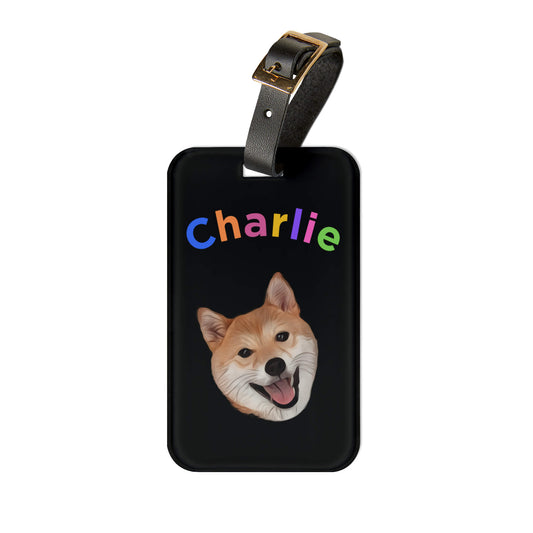 Custom Pet Acrylic Luggage Tag - Black