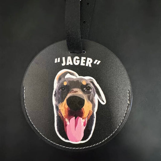 Custom Pet Leather Luggage Tag - Black