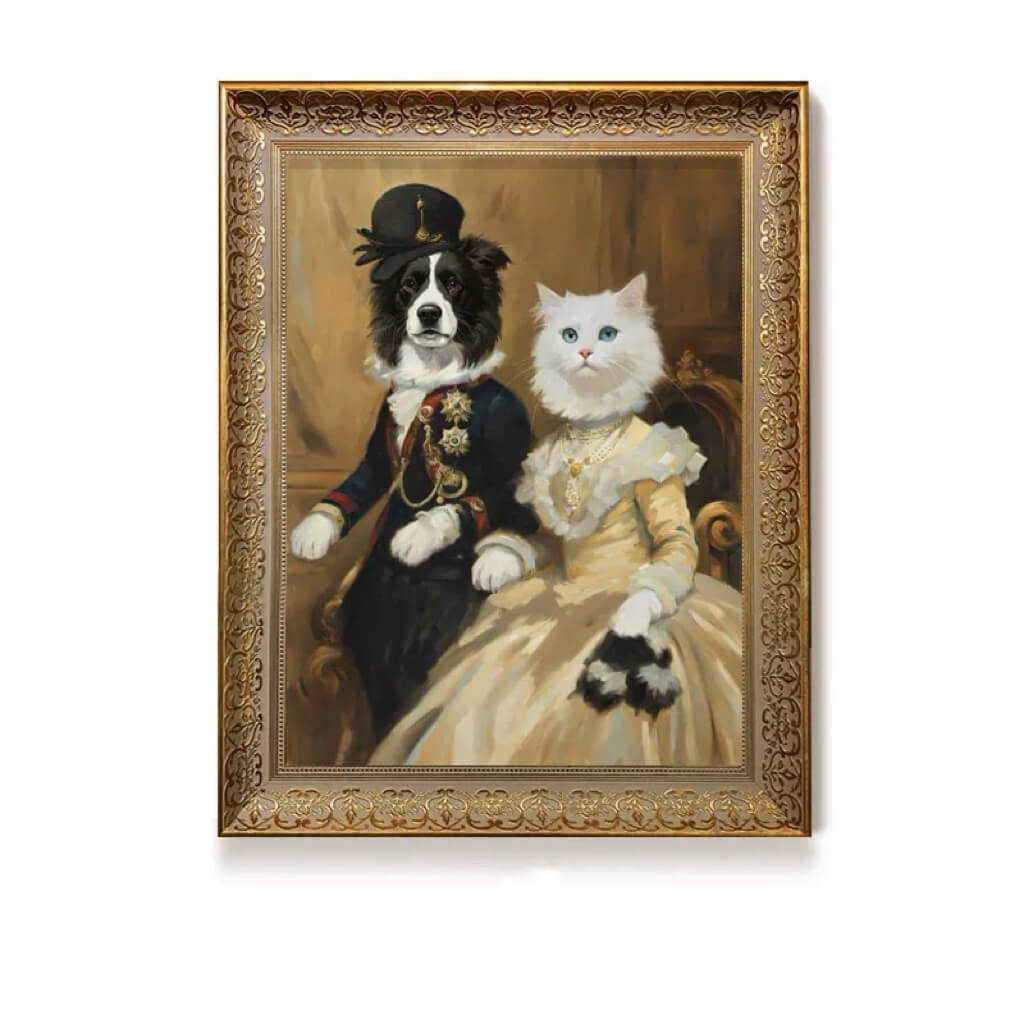 Royal Pet Portrait Using Pet Photo - Mr. & Mrs. Edward – Paw Meow Boutique