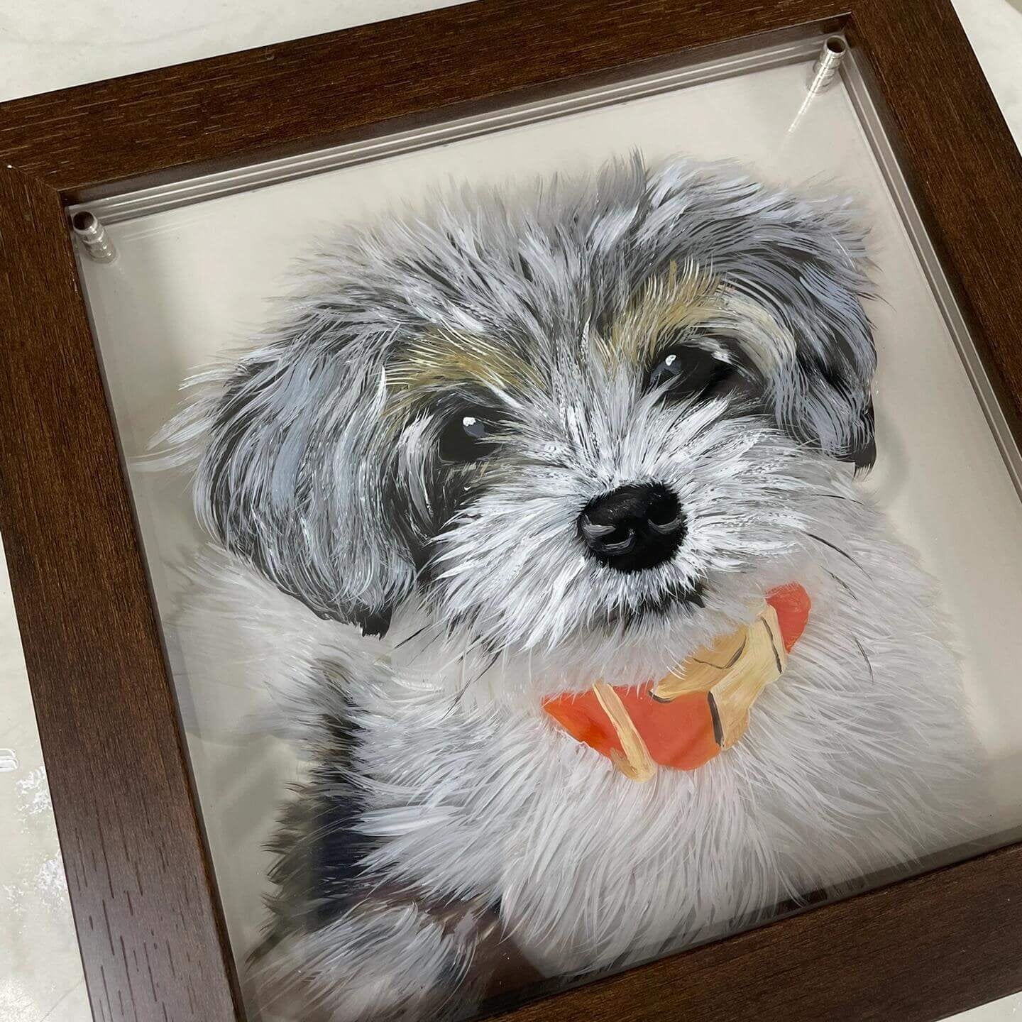 3D Glass Painting Pet Portrait - 100% Hand-Painted