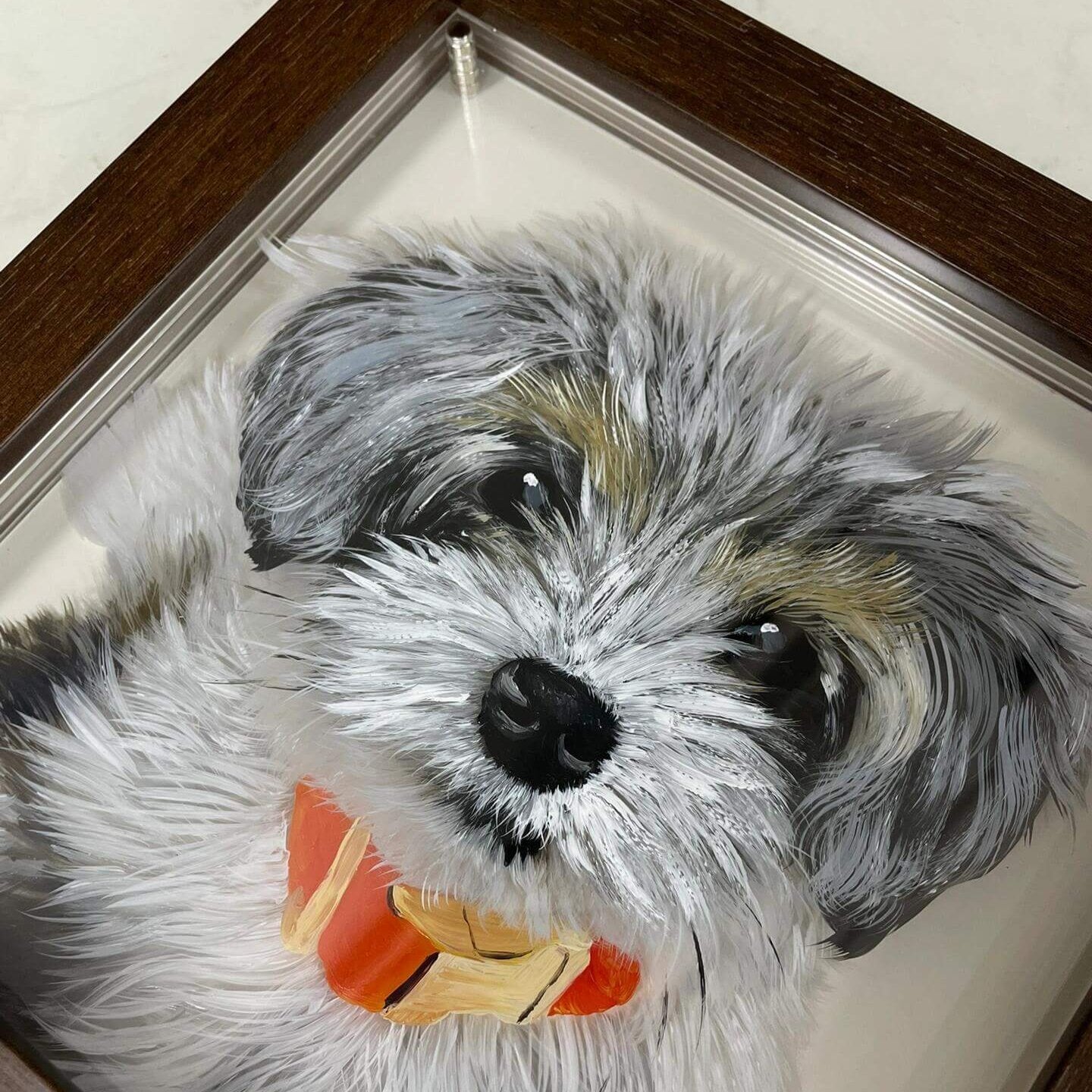 3D Glass Painting Pet Portrait - 100% Hand-Painted