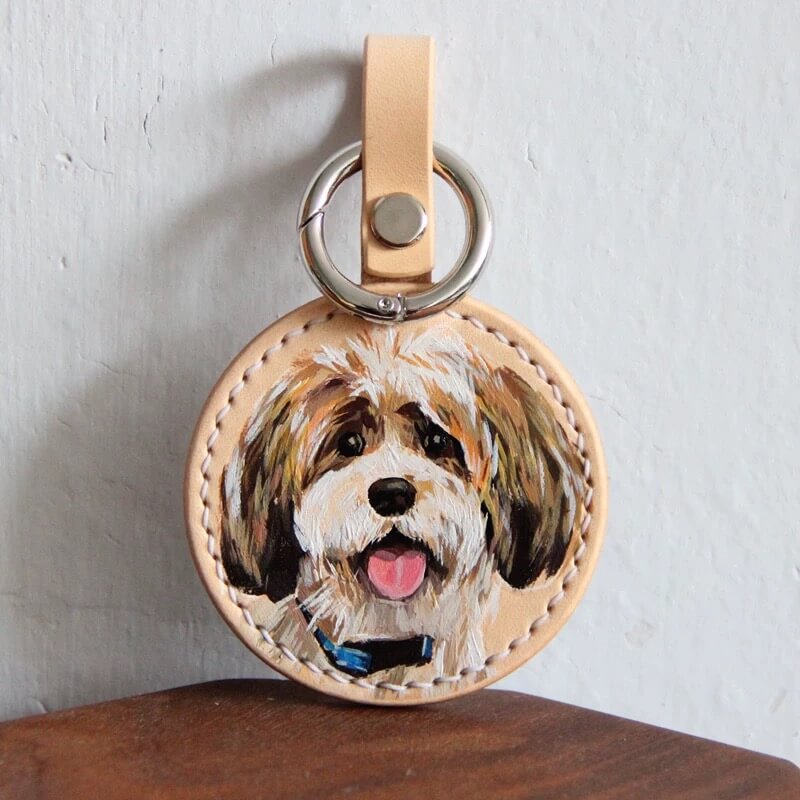 Pet Leather Bag Tag - 100% Hand Painted