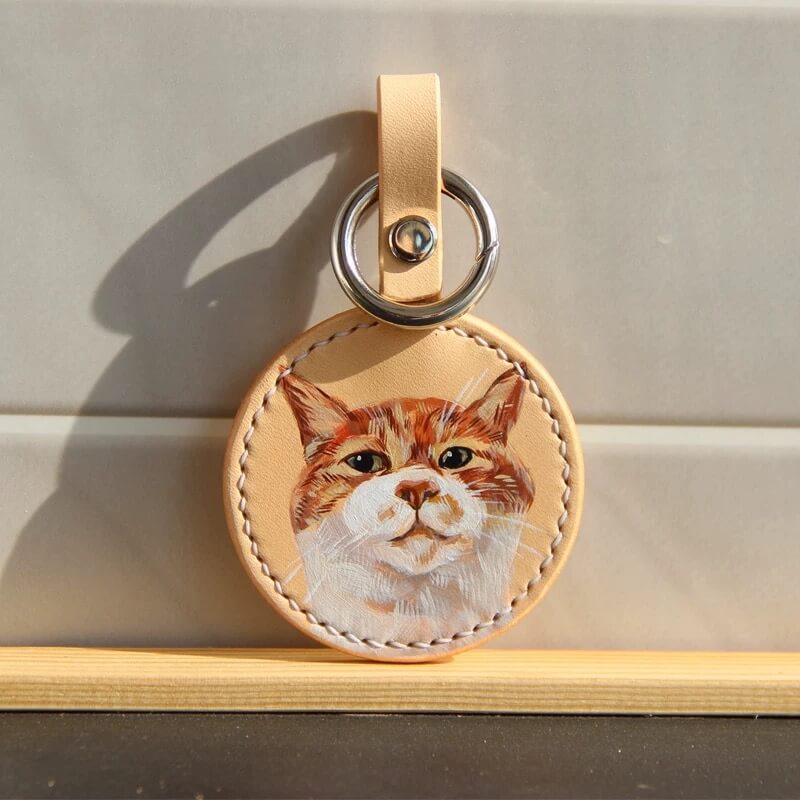 Pet Leather Bag Tag - 100% Hand Painted