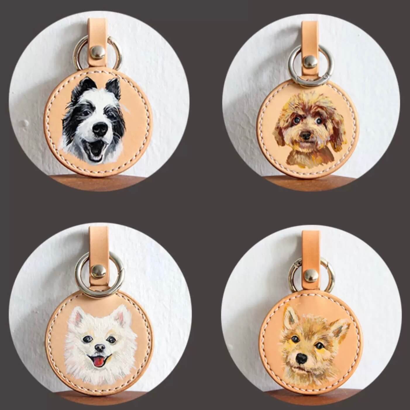 Pet Leather Bag Tag - 100% Hand Painted