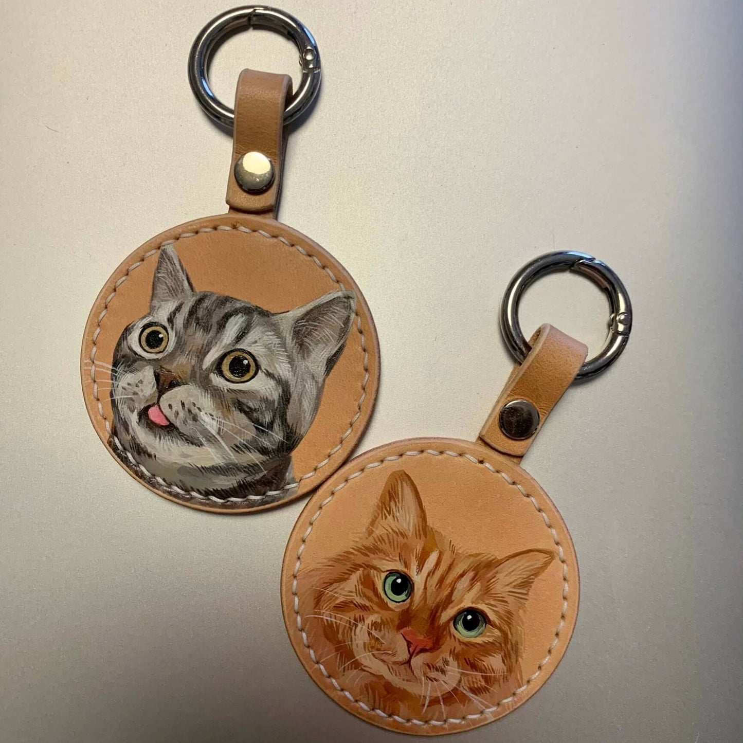 Pet Leather Bag Tag - 100% Hand Painted