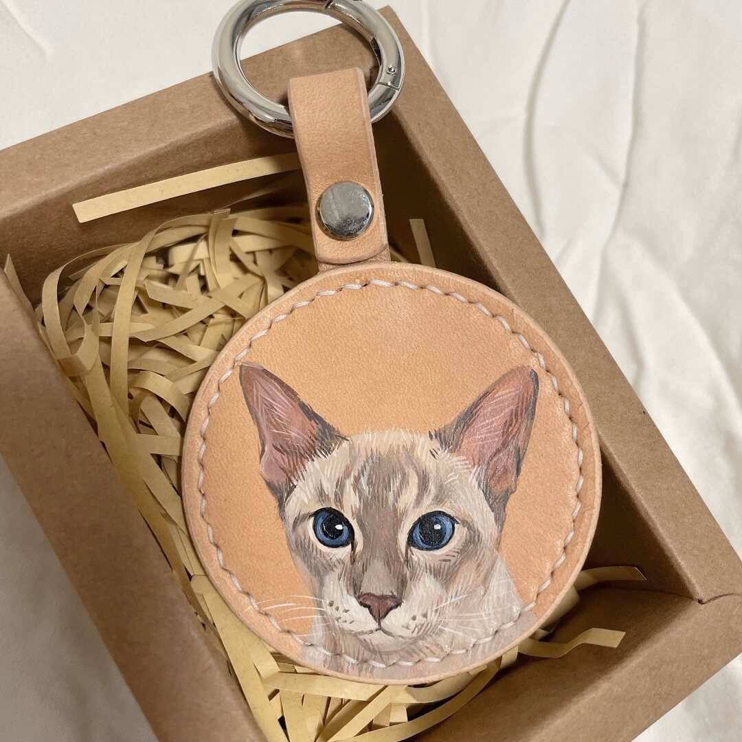 Pet Leather Bag Tag - 100% Hand Painted