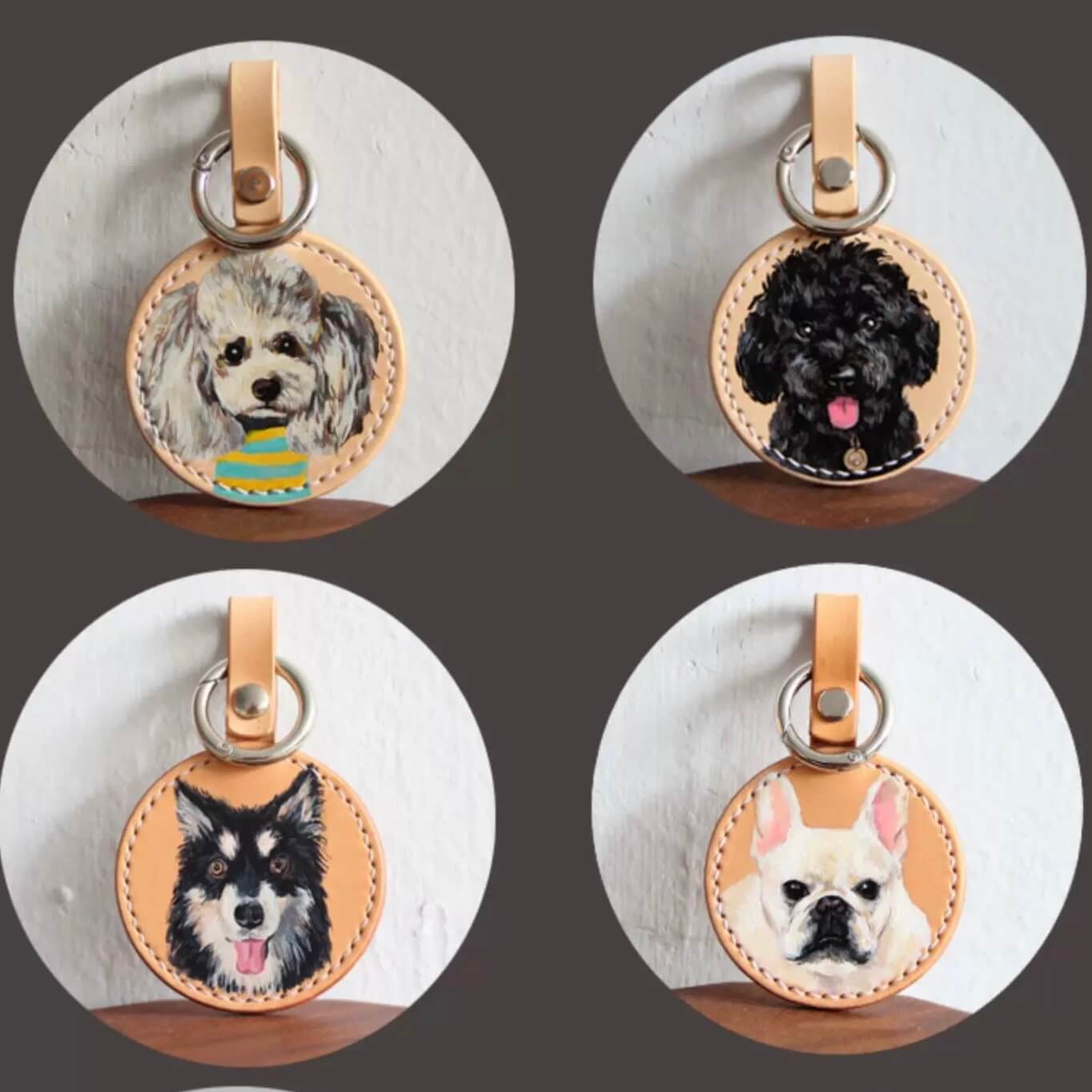 Pet Leather Bag Tag - 100% Hand Painted