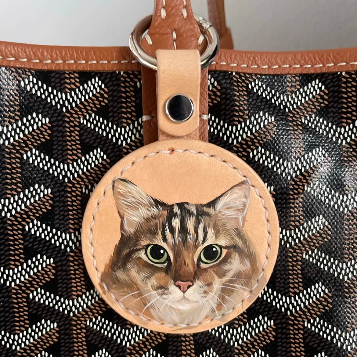 Pet Leather Bag Tag - 100% Hand Painted