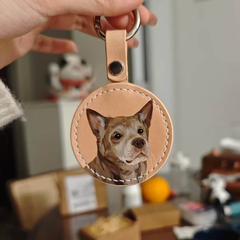 Pet Leather Bag Tag - 100% Hand Painted