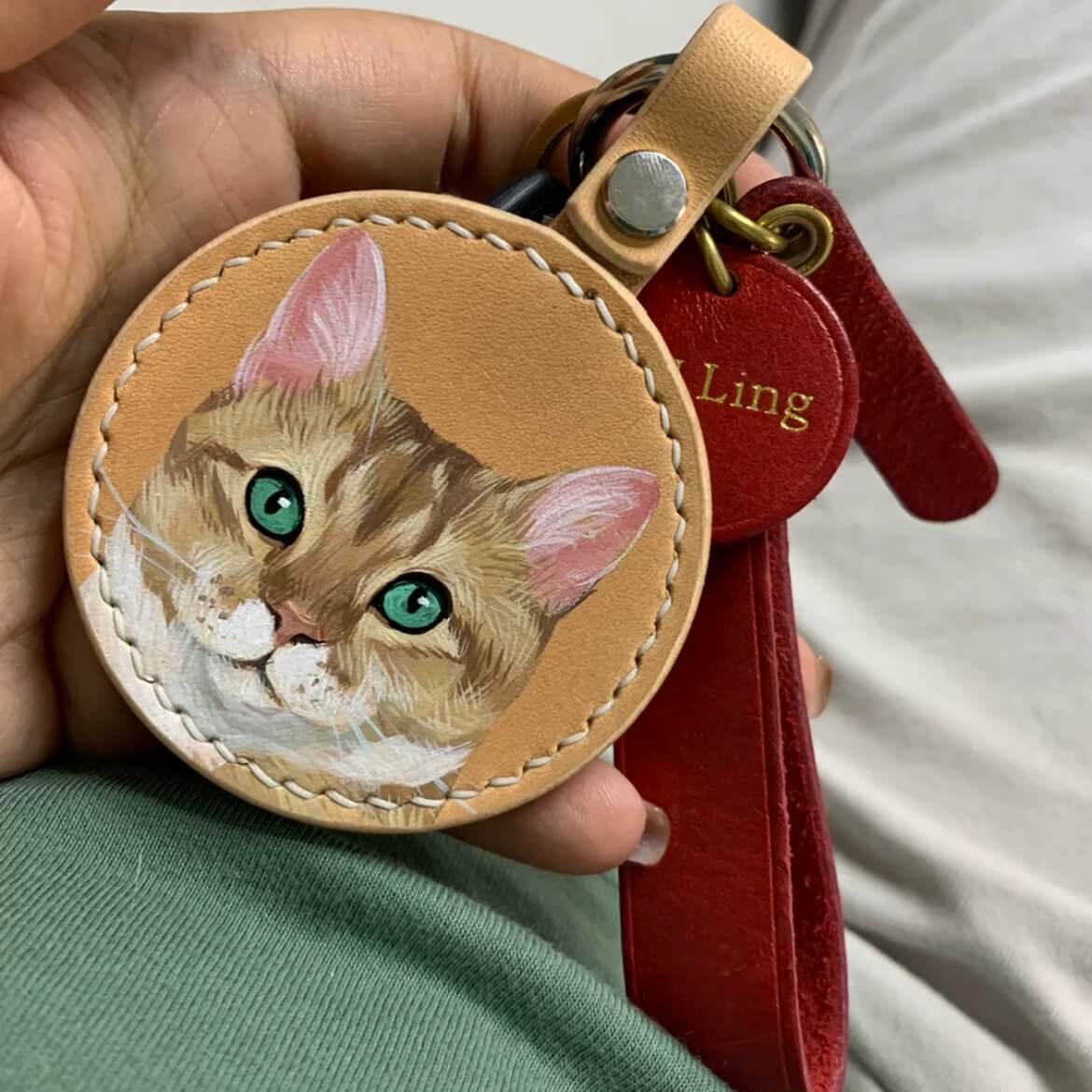 Pet Leather Bag Tag - 100% Hand Painted